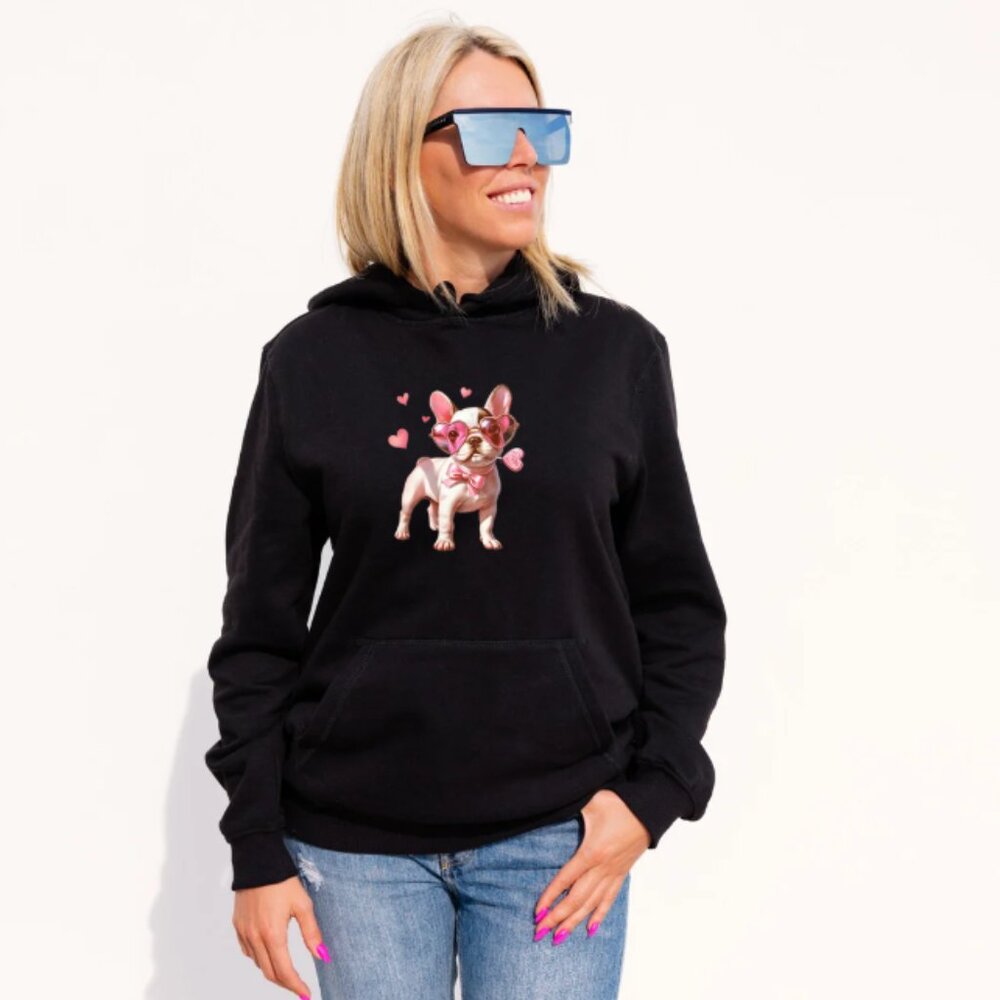 French Bulldog Valentine Hoodie (Black/New)